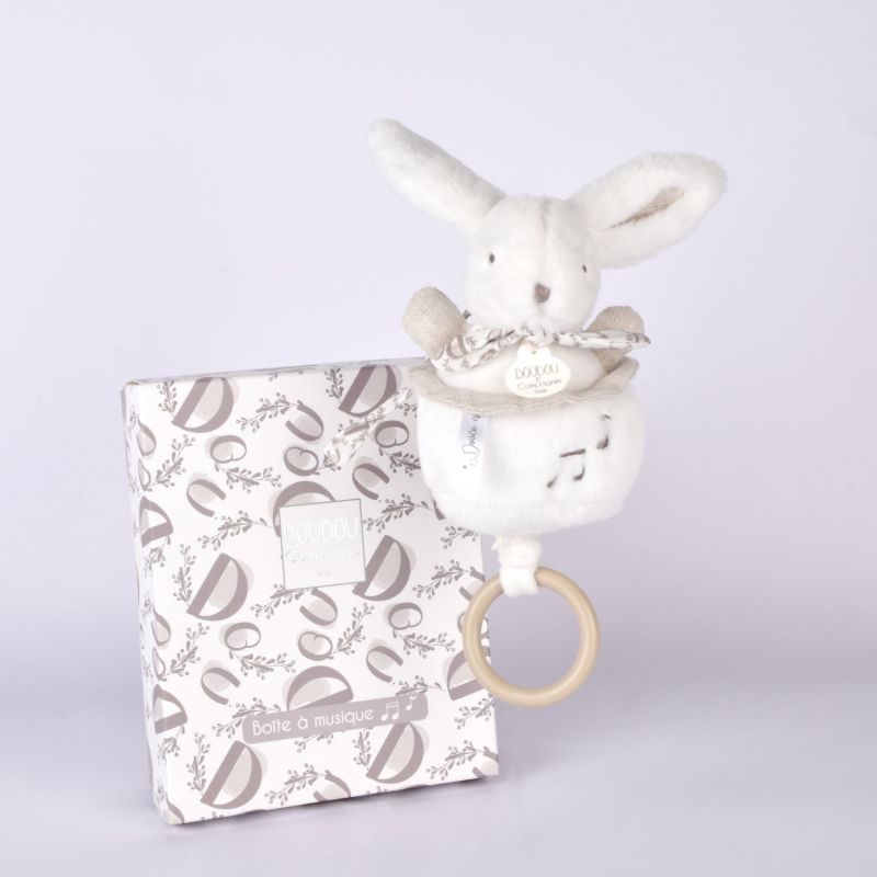 Image d'ambiance de présentation du produit Peluche musicale Lapin Doudou blanc (20 cm) - Doudou et Compagnie